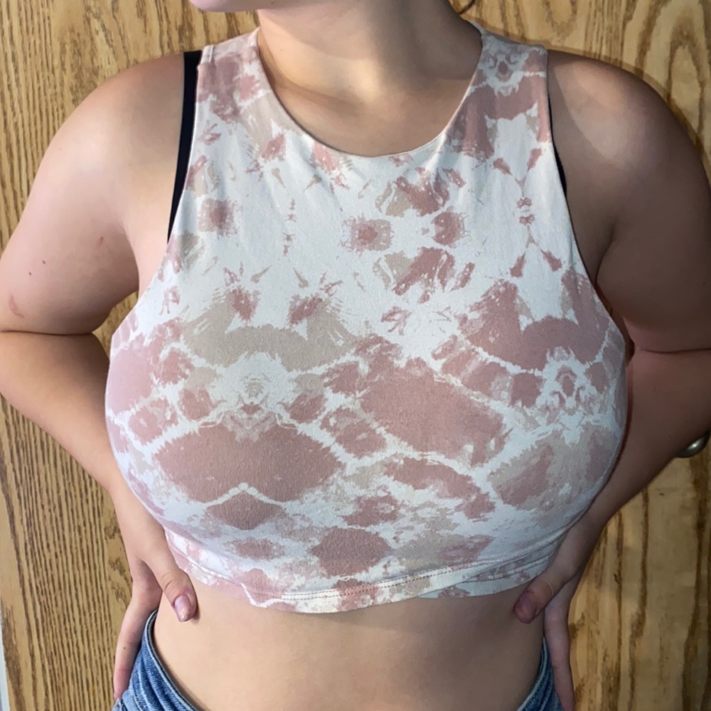 A small Charlotte Russe pink tank top crop top